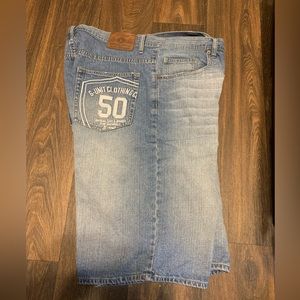 Vintage G Unit Jean Shorts Baggy Fit Light Wash Denim 38